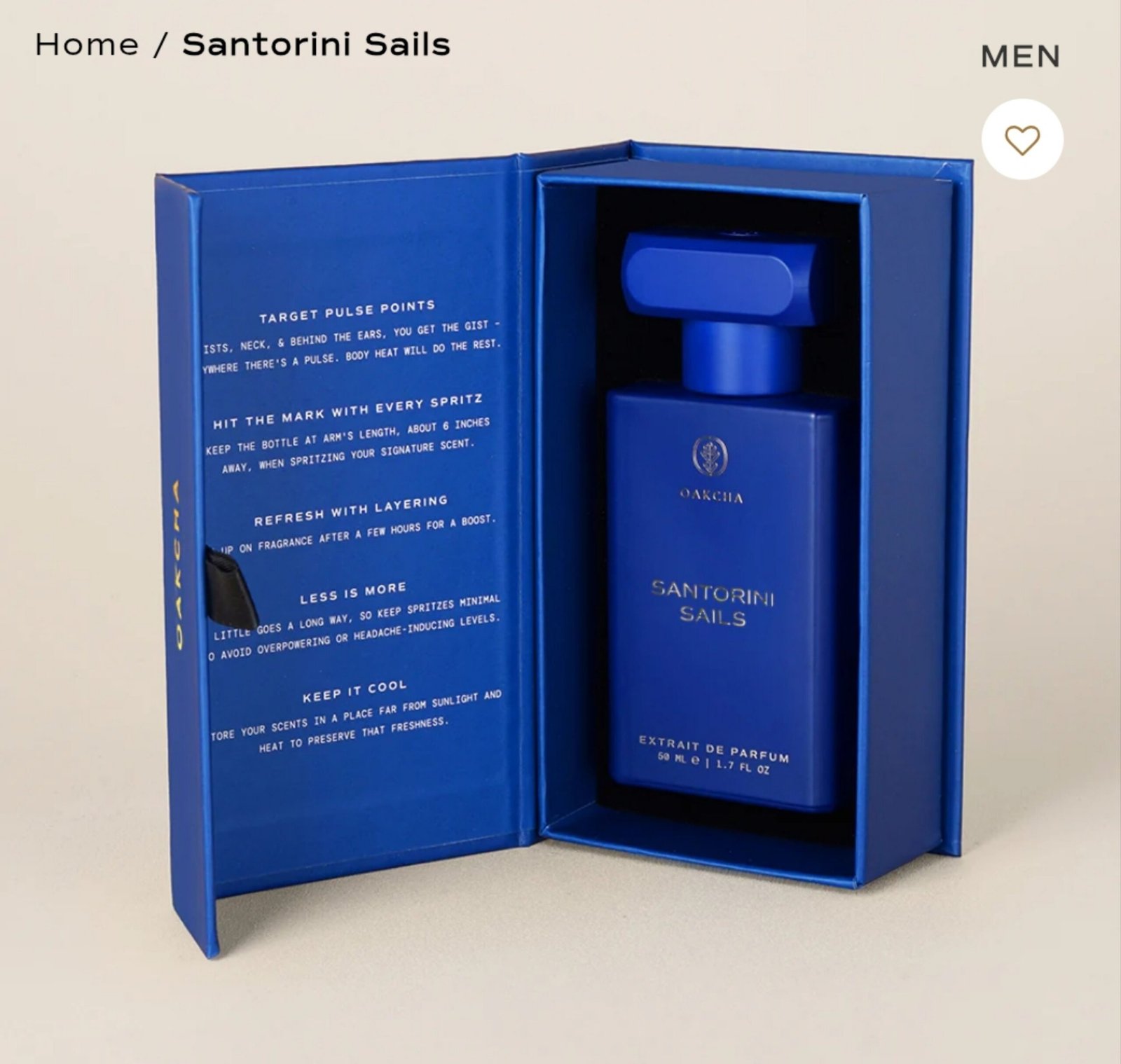 SANTORINI SAILS MEN BY OAKCHA Inspired by : Paco Rabanne 1 million (Retail Price $106) size 50ml scent family: spicy- citrus- Amber - Image 3